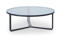 Gillmore Space Finn Collection Large Circular Coffee Table with Matt Black Frame