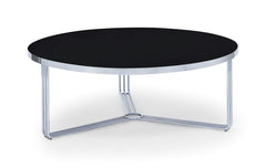 Gillmore Space Finn Collection Large Circular Coffee Table with Chrome Frame
