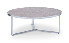 Gillmore Space Finn Collection Large Circular Coffee Table with Chrome Frame