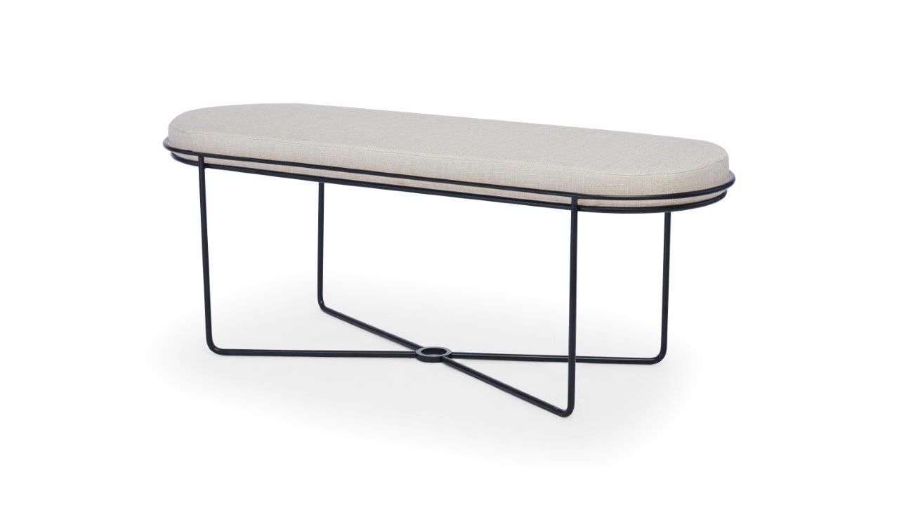 Gillmore Space Finn Collection Ottoman with Upholstered Top and Matt Black Frame