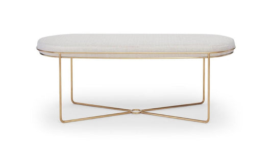 Gillmore Space Finn Collection Ottoman with Upholstered Top and Brushed Brass Frame