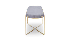 Gillmore Space Finn Collection Ottoman with Upholstered Top and Brushed Brass Frame