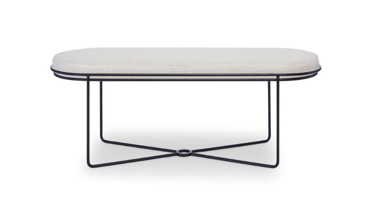 Gillmore Space Finn Collection Ottoman with Upholstered Top and Matt Black Frame