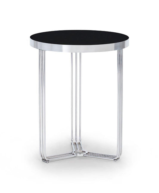 Gillmore Space Finn Collection Circular Side Table with Polished Chrome Frame