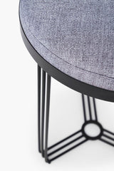 Gillmore Space Finn Collection Circular Side Table/Stool with Upholstered Top and Matt Black Frame