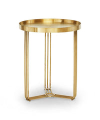 Gillmore Space Finn Collection Circular Side Table with Brushed Brass Frame