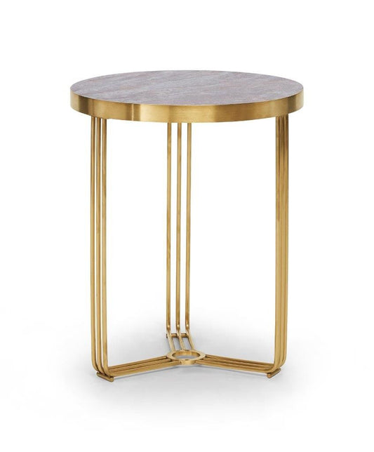 Gillmore Space Finn Collection Circular Side Table with Brushed Brass Frame