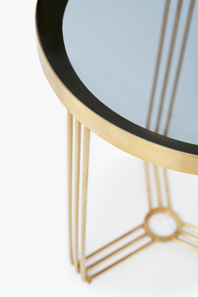 Gillmore Space Finn Collection Circular Side Table with Brushed Brass Frame