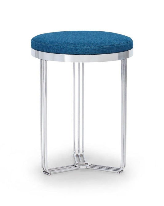 Gillmore Space Finn Collection Circular Side Table/Stool with Upholstered Top and Polished Chrome Frame