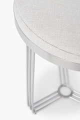 Gillmore Space Finn Collection Circular Side Table/Stool with Upholstered Top and Polished Chrome Frame