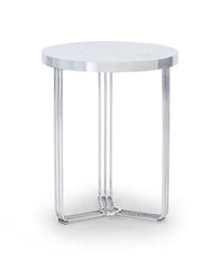 Gillmore Space Finn Collection Circular Side Table with Polished Chrome Frame