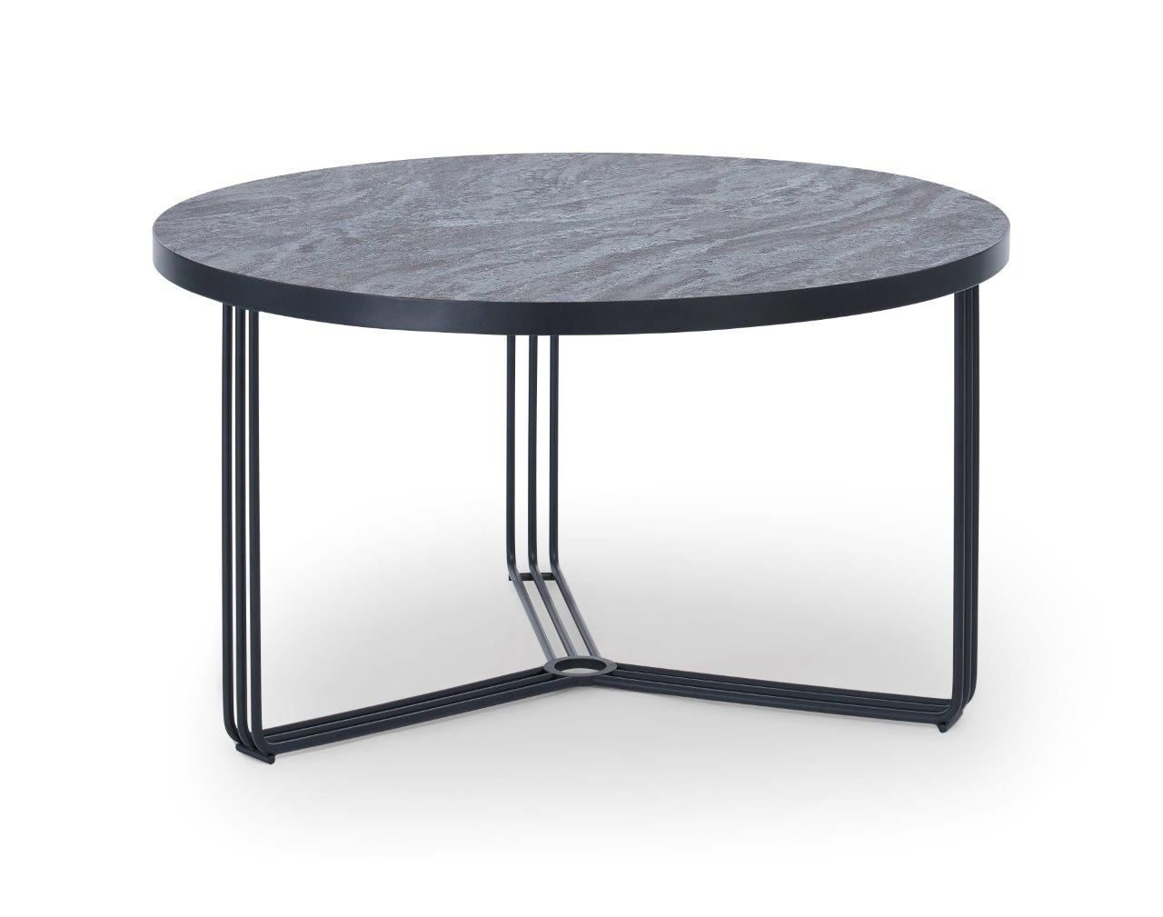 Gillmore Space Finn Collection Small Circular Coffee Table with Matt Black Frame