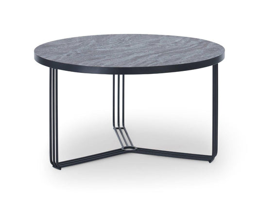 Gillmore Space Finn Collection Small Circular Coffee Table with Matt Black Frame
