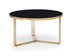 Gillmore Space Finn Collection Small Circular Coffee Table with  Brass Frame