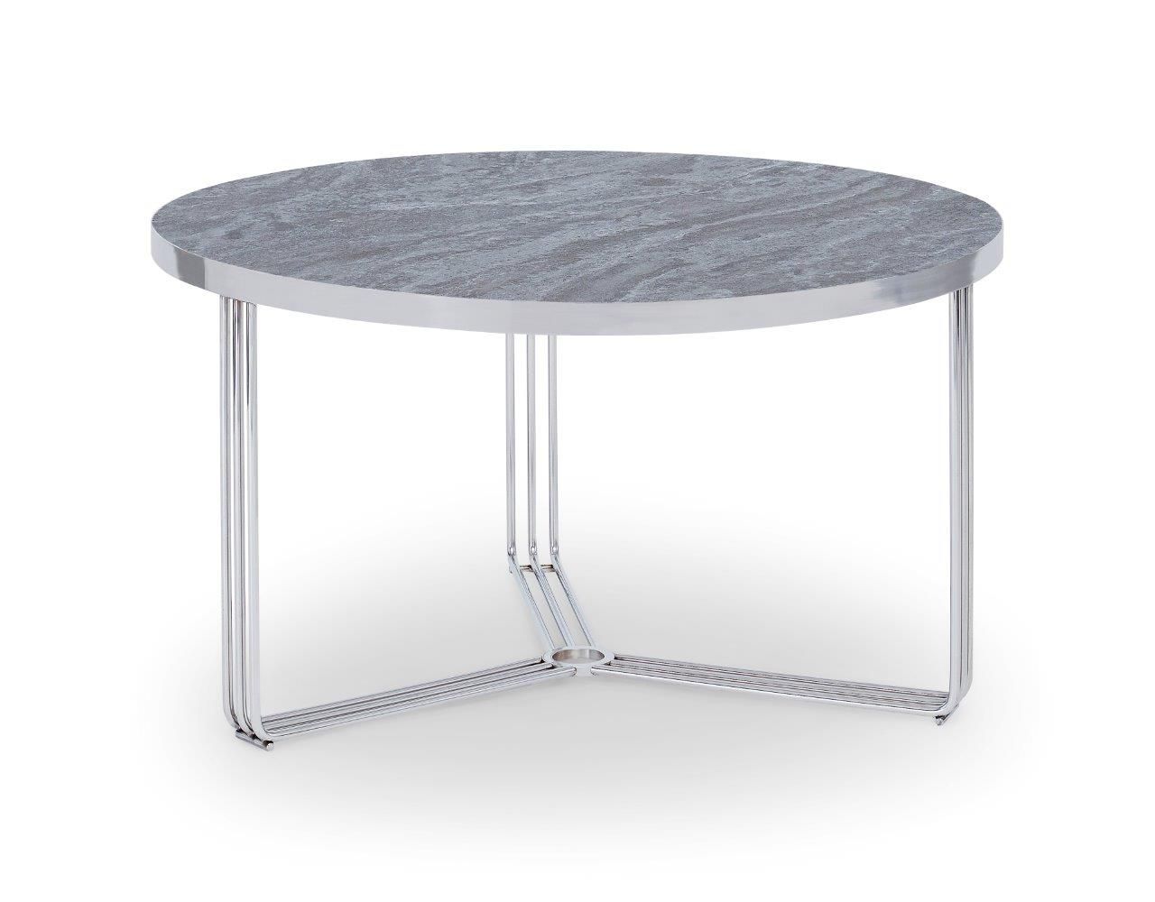 Gillmore Space Finn Collection Small Circular Coffee Table with Polished Chrome Frame