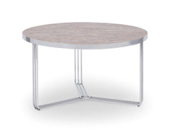 Gillmore Space Finn Collection Small Circular Coffee Table with Polished Chrome Frame