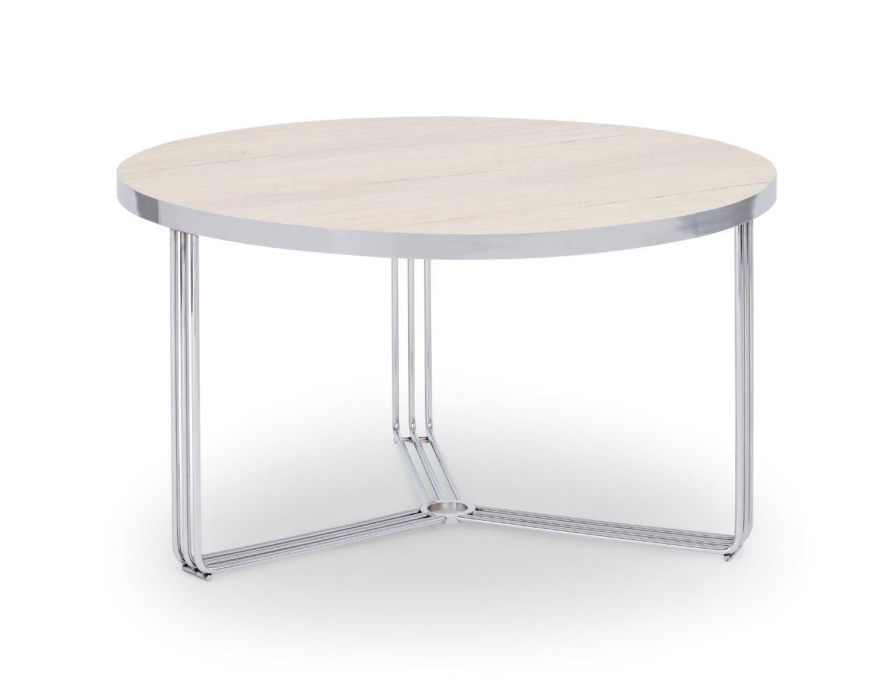 Gillmore Space Finn Collection Small Circular Coffee Table with Polished Chrome Frame