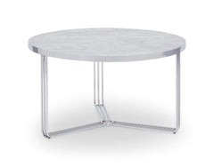 Gillmore Space Finn Collection Small Circular Coffee Table with Polished Chrome Frame