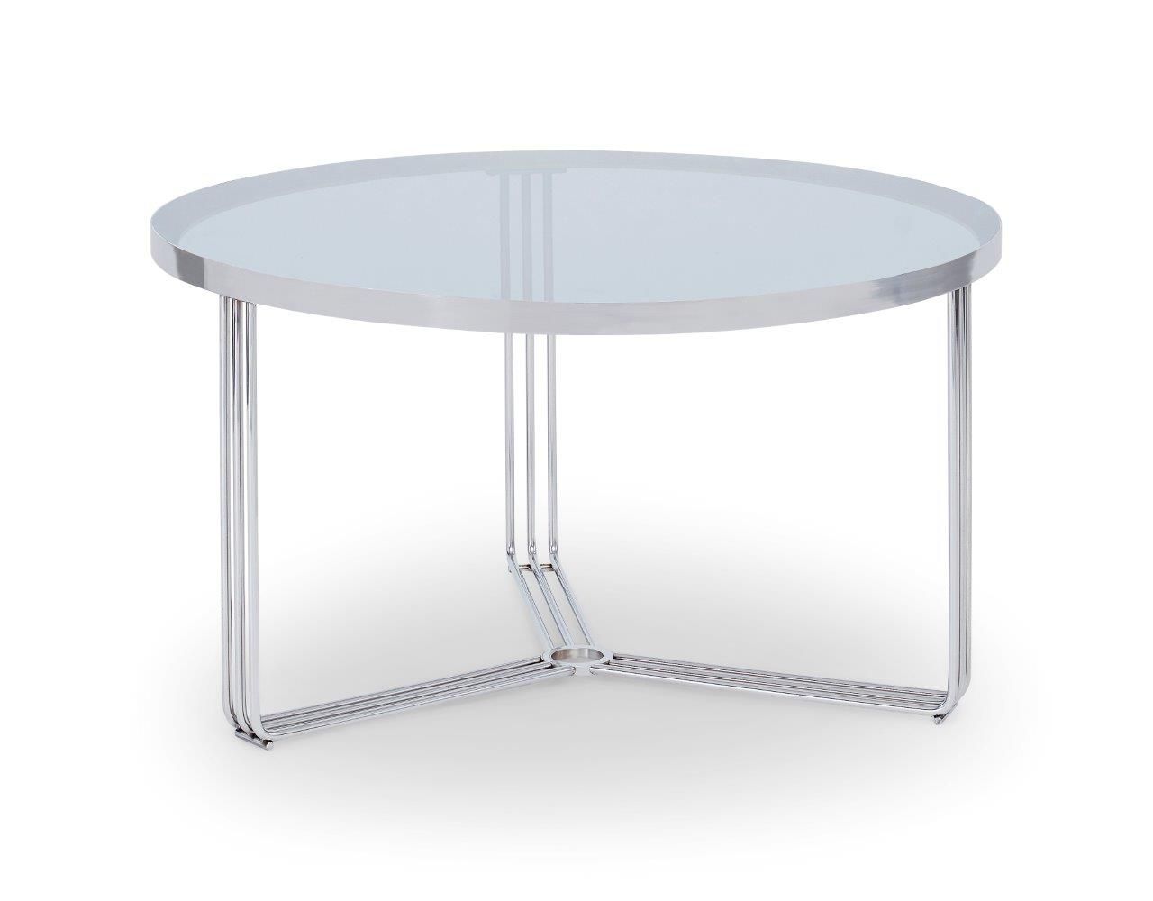 Gillmore Space Finn Collection Small Circular Coffee Table with Polished Chrome Frame