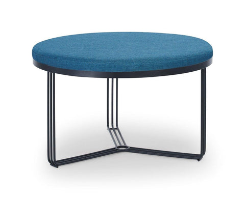 Gillmore Space Finn Collection Small Circular Coffee Table/Footstool with Upholstered Top and Matt  Black Frame