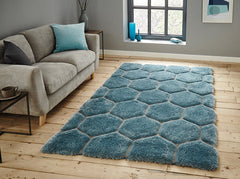 Think Rugs Hand Tufted Shaggy Collection - Noble House NH 30782 Blue