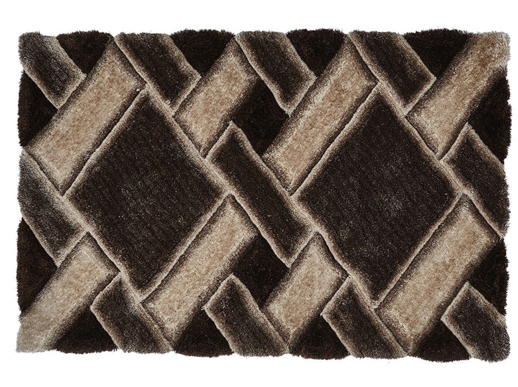 Think Rugs Hand Tufted Shaggy Collection - Noble House NH 9716 Beige/Brown