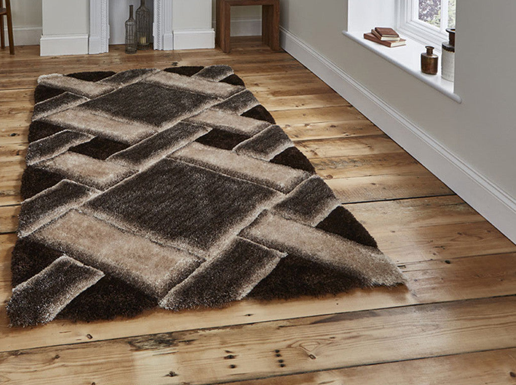 Think Rugs Hand Tufted Shaggy Collection - Noble House NH 9716 Beige/Brown
