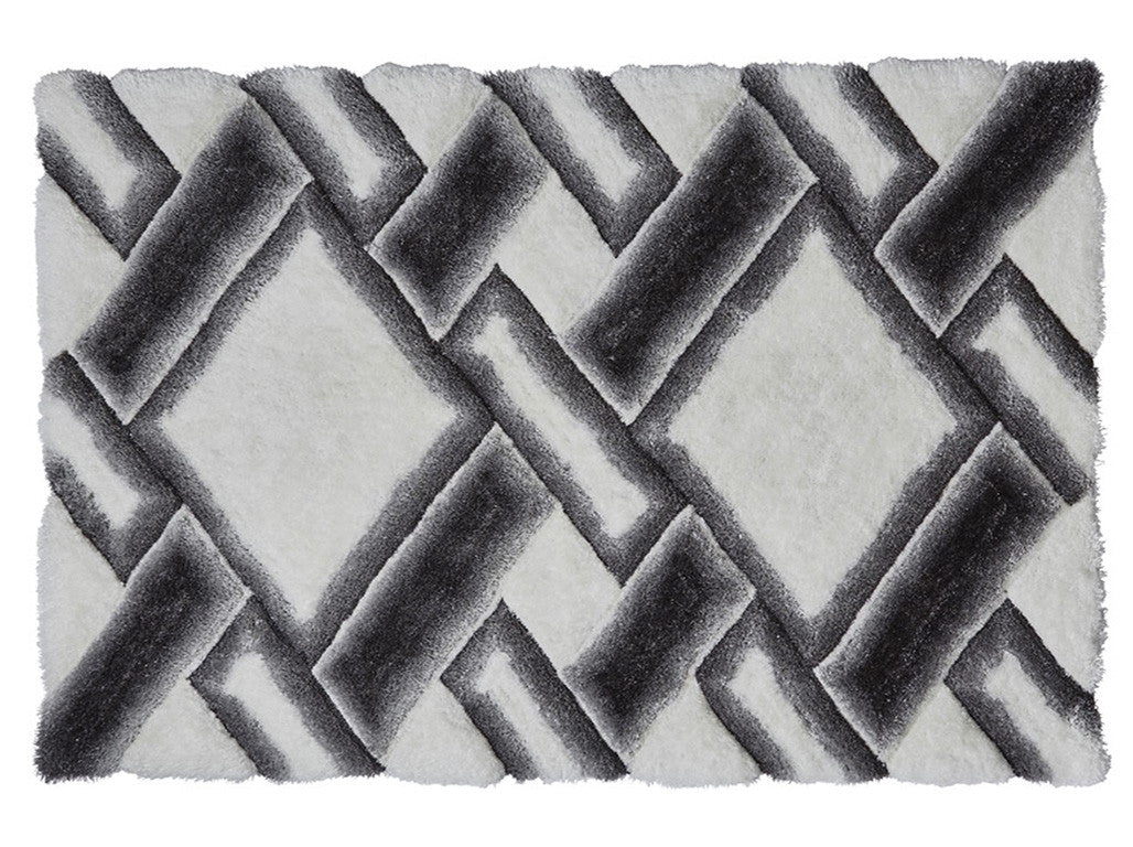 Think Rugs Hand Tufted Shaggy Collection - Noble House NH 9716 Grey/Ivory