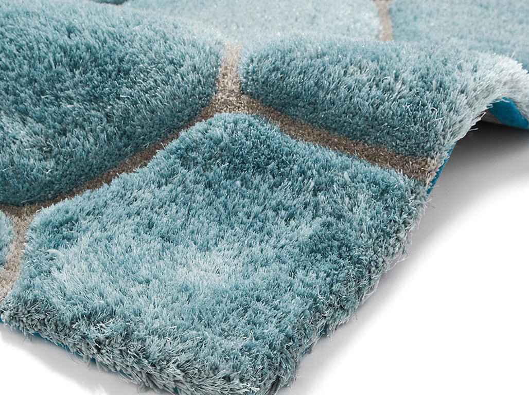 Think Rugs Hand Tufted Shaggy Collection - Noble House NH 30782 Blue