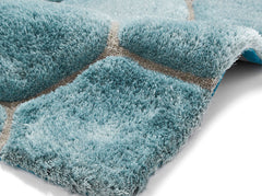 Think Rugs Hand Tufted Shaggy Collection - Noble House NH 30782 Blue