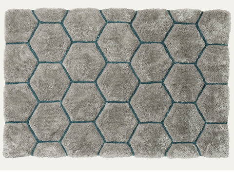 Think Rugs Hand Tufted Shaggy Collection - Noble House NH 30782 Grey/Blue