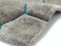 Think Rugs Hand Tufted Shaggy Collection - Noble House NH 30782 Grey/Blue