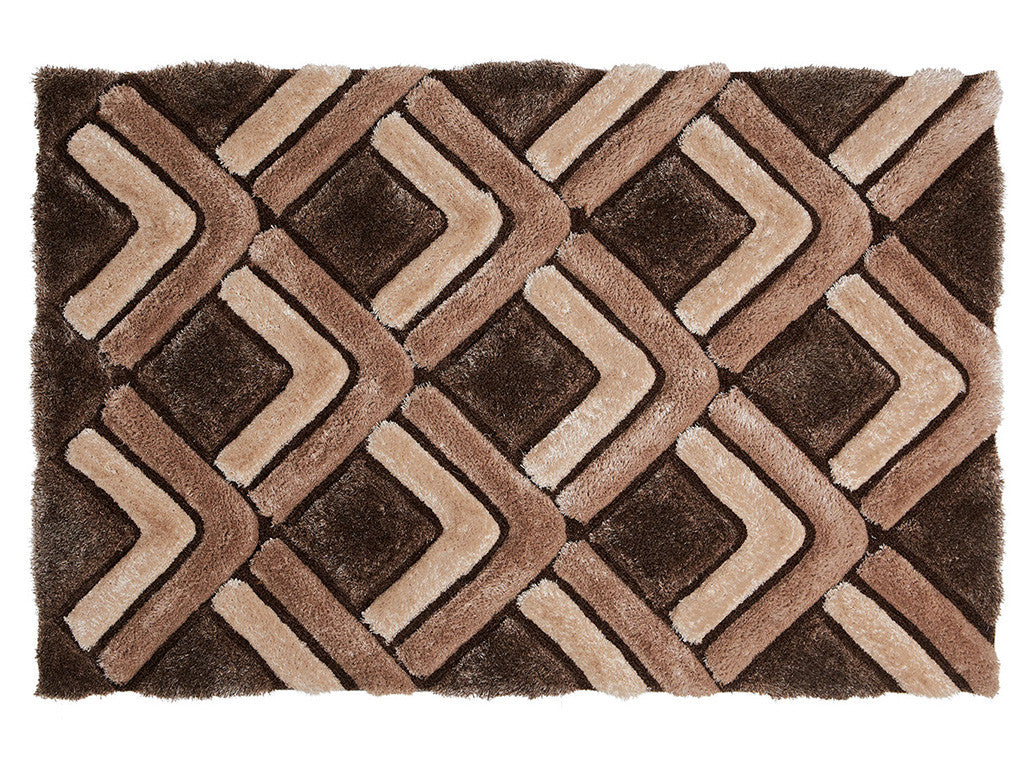 Think Rugs Hand Tufted Shaggy Collection - Noble House NH 8199 Brown