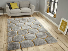 Think Rugs Hand Tufted Shaggy Collection - Noble House NH 30782 Grey/Yellow