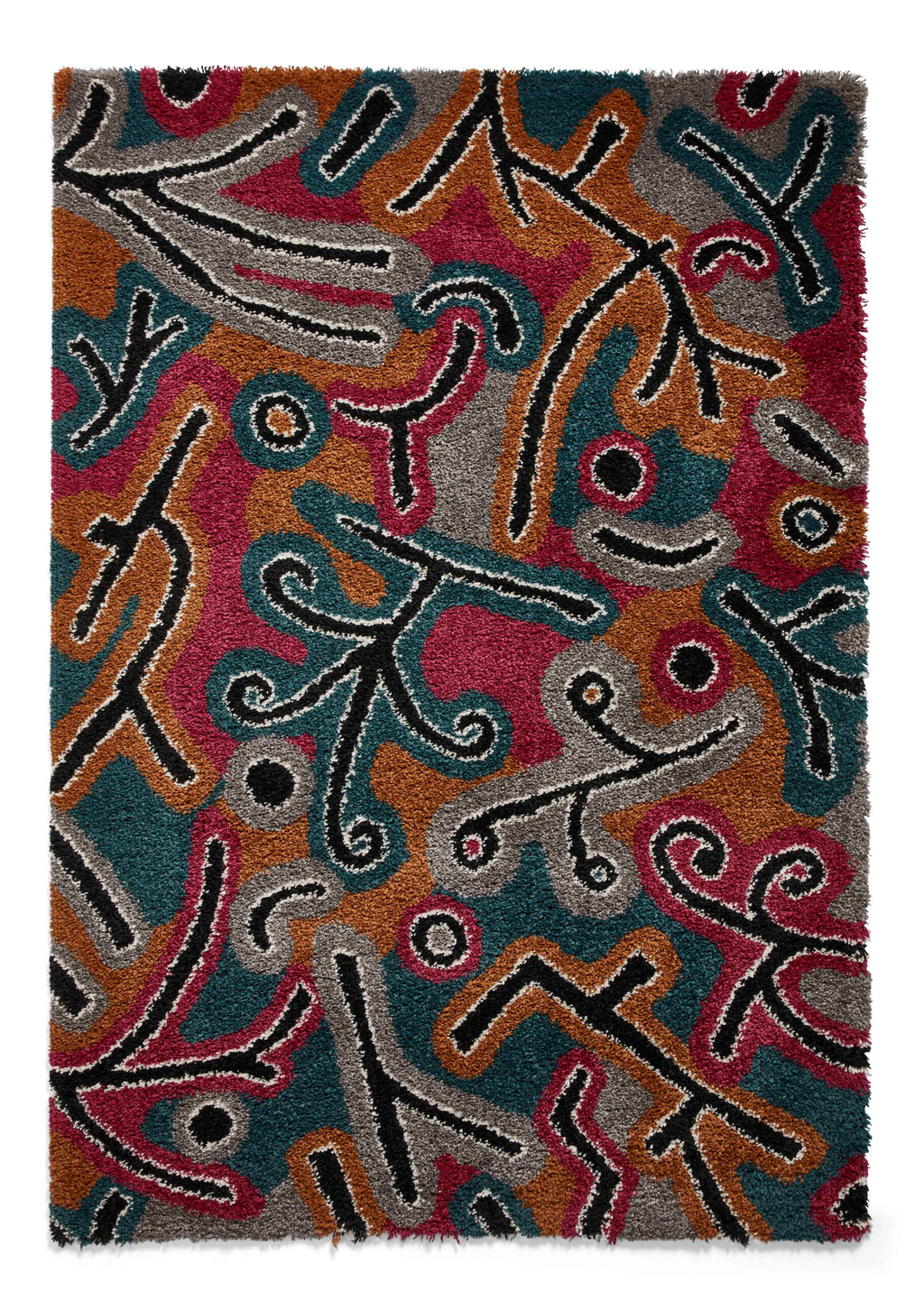 Think Rugs Machine Made Shaggy Collection - Royal Normadic Dark Multi A641