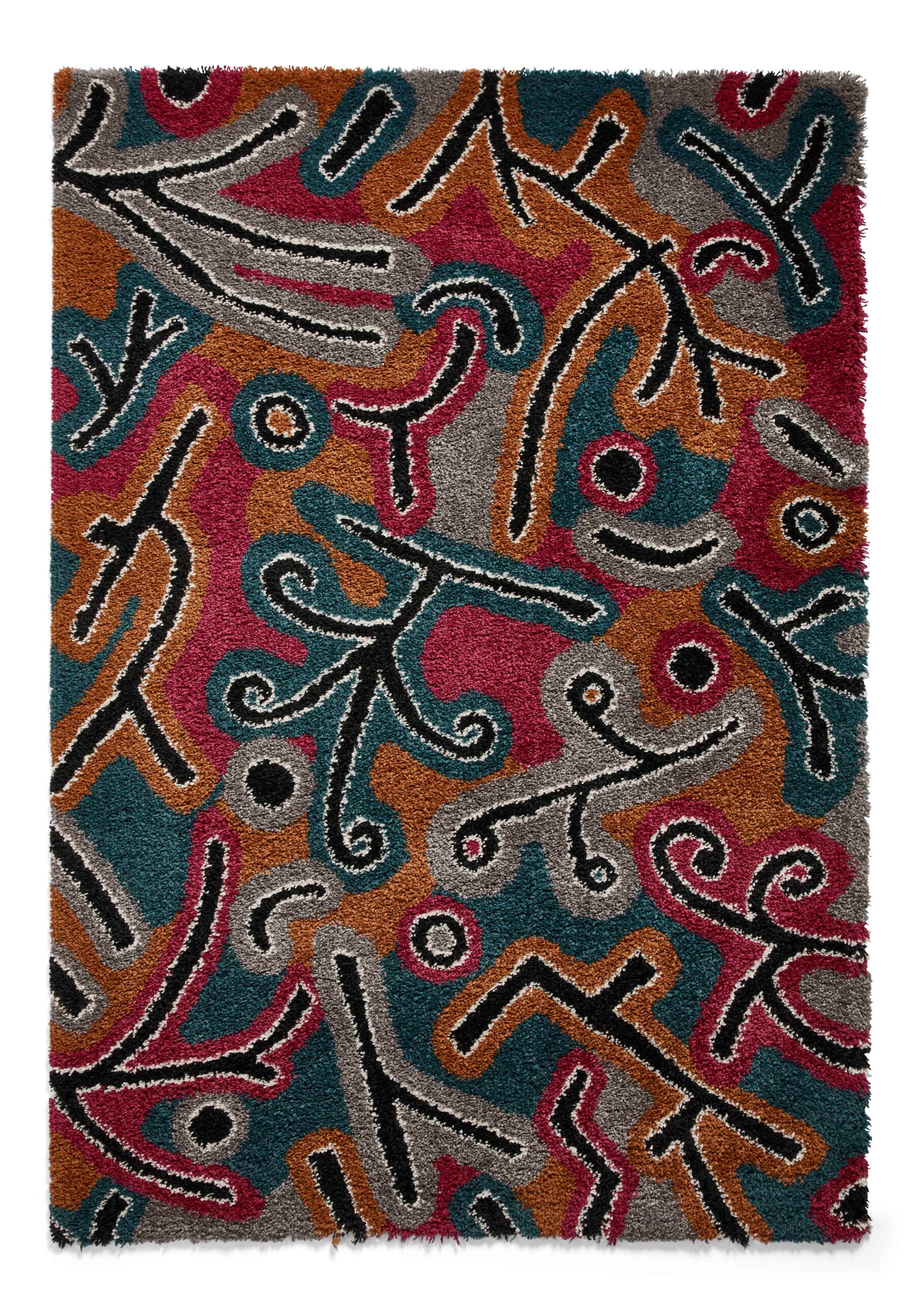 Think Rugs Machine Made Shaggy Collection - Royal Normadic Dark Multi A641
