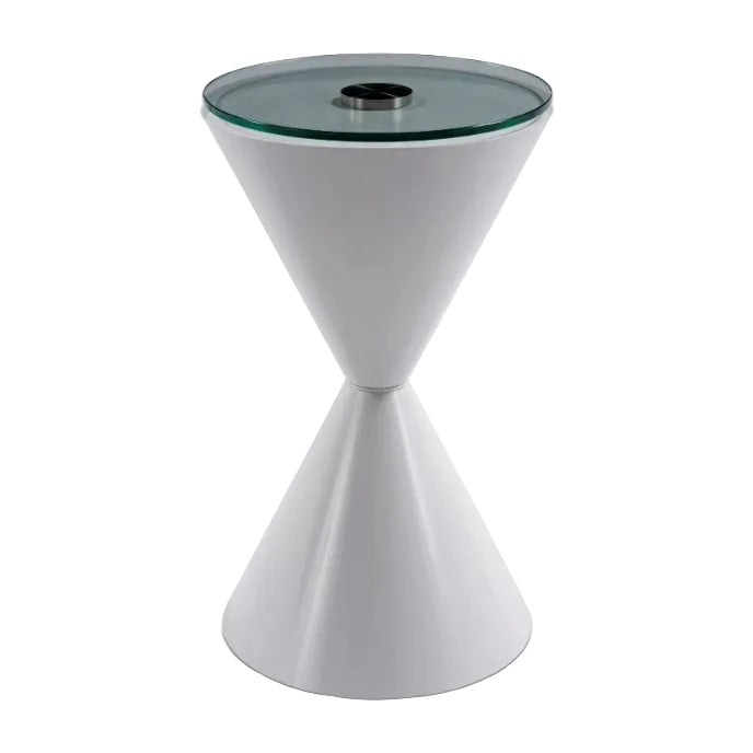 Gillmore Space Iona Collection Hourglass Side Table with White Gloss Powder Base