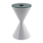Gillmore Space Iona Collection Hourglass Side Table with White Gloss Powder Base