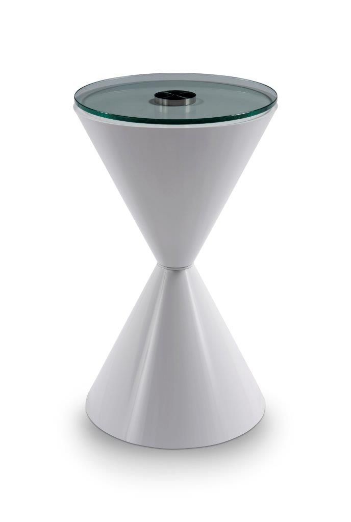 Gillmore Space Iona Collection Hourglass Side Table with White Gloss Powder Base