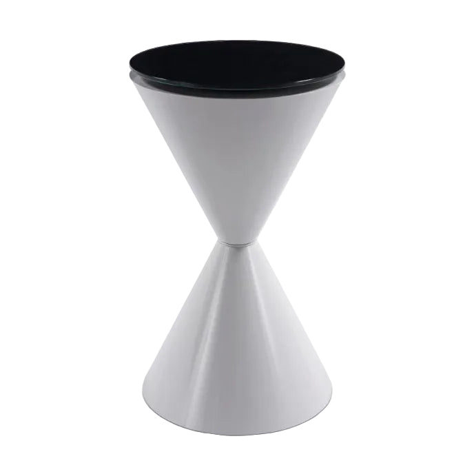 Gillmore Space Iona Collection Hourglass Side Table with White Gloss Powder Base