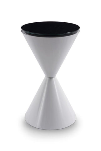 Gillmore Space Iona Collection Hourglass Side Table with White Gloss Powder Base